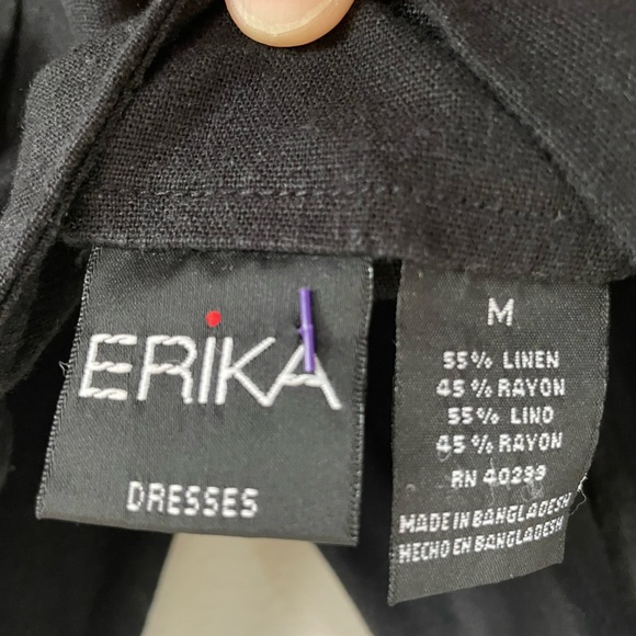 Vintage 2000's Linen-Blend Black Maxi Dress halter collar buttons sleeveless - Picture 5 of 5